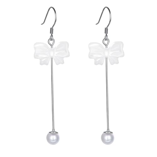 Ohrstecker Piercing, Silber Ohrstecker Damen 925 Schleife Knoten Perle 59X16mm für Vatertag Schmuck von Wycian