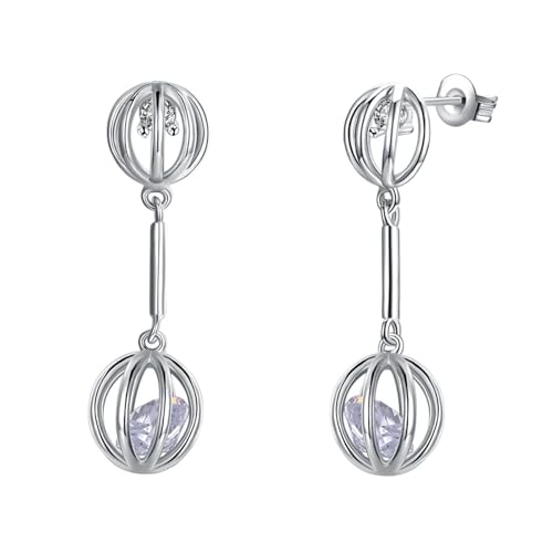 Ohrstecker Piercing, Silber Ohrstecker Damen 925 Zirkonia Laterne 28X8mm für Abschluss Schmuck von Wycian