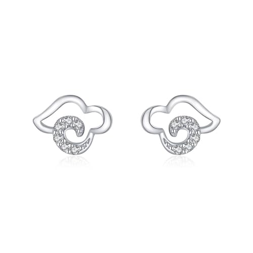 Ohrstecker Piercing, Silberne Ohrstecker 925 Damen Zirkonia Wolken 6.9X9.2mm für Muttertag Schmuck von Wycian