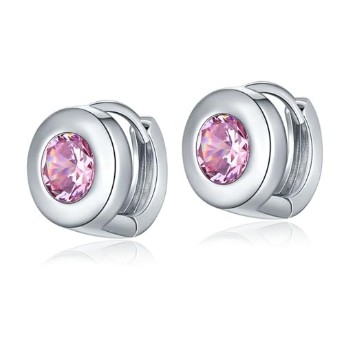 Ohrstecker Piercing, Zirkonia Ohrringe Damen Rosa Klassische Runde Ohrschnalle für Engagement Schmuck von Wycian