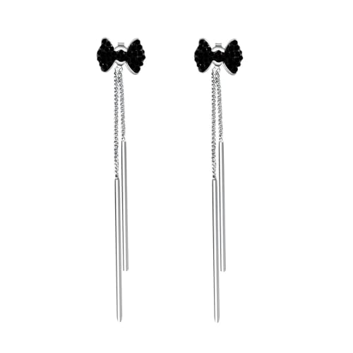 Ohrstecker Set, Ohrstecker Schwarz Versilbert Zirkonia Fliege mit Quasten für Damen Muttertag Schmuck Ohrstecker Set, Ohrstecker Schwarz Versilbert Zirkonia Fliege mit Quasten für Damen Muttertag Schmuck von Wycian