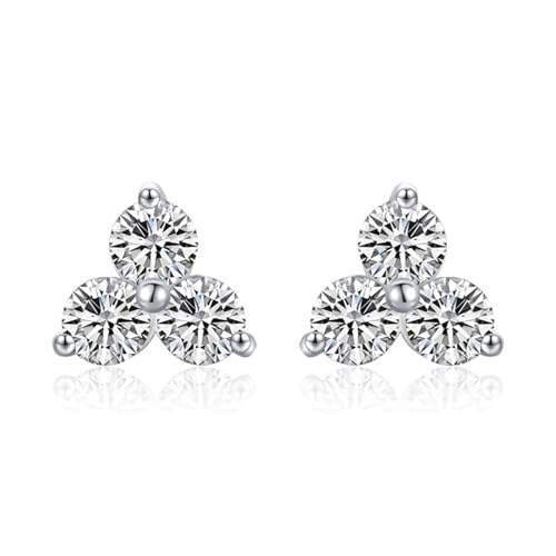 Ohrstecker Set, Ohrstecker Silber 925 Zirkonia 3 Runde Cz für Damen Valentinstag Schmuck von Wycian