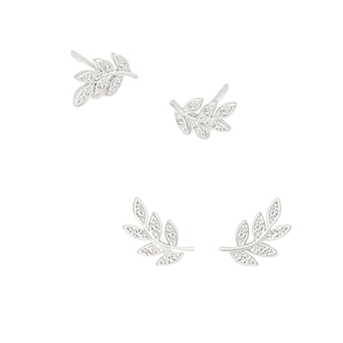 Ohrstecker Set, Ohrstecker Silber Set Versilbert Zirkonia Blätter für Damen Vatertag Schmuck von Wycian