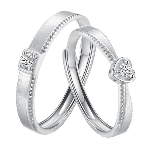 Partnerringe zum Anpassen Partner Ringe Silber 925 Sterling Silber Zirkonia Kanal Verstellbar Mode für Paar Damen Schwester Engagement Schmuck von Wycian