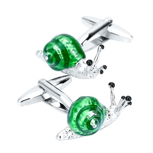 Personalisierte Manschettenknöpfe Herren Manschettenknöpfe Grün Versilbert Schnecke 2.5X1.4cm für Herren Père Fils Valentinstag Unternehmen von Wycian