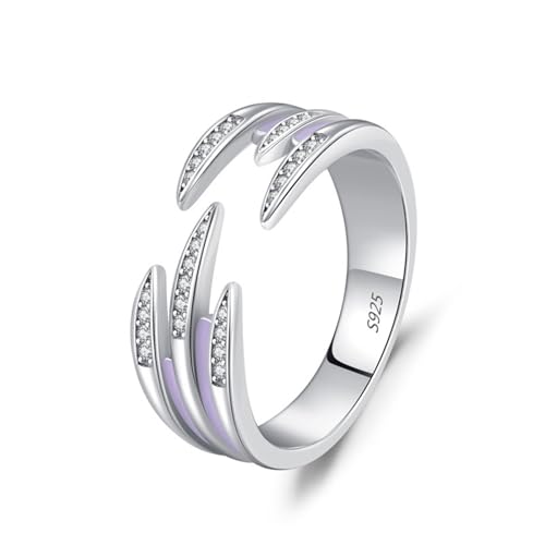Promise Ring For Women Verlobungsring Damen 925 Sterling Silber 7.6mm Zirkonia Offener Ring mit Unregelmäßiger Linie Größe 49 (15.6) für Vatertag von Wycian