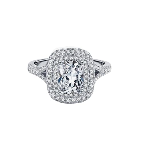 Promise Ring Man Moissanite Ring Ehering Weiß 9K Au375 6X8mm Rechteckform Moissanit Größe 49 (15.6) Vorsteckring für Schwester Modern Schmuck von Wycian