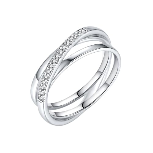 Promise Ring bff Frauen Ring mit Stein Weiß 14 Karat Au585 Runde Form Moissanit Größe 56 (17.8) Vorsteckring für Schwester Modern Schmuck Geschenk von Wycian