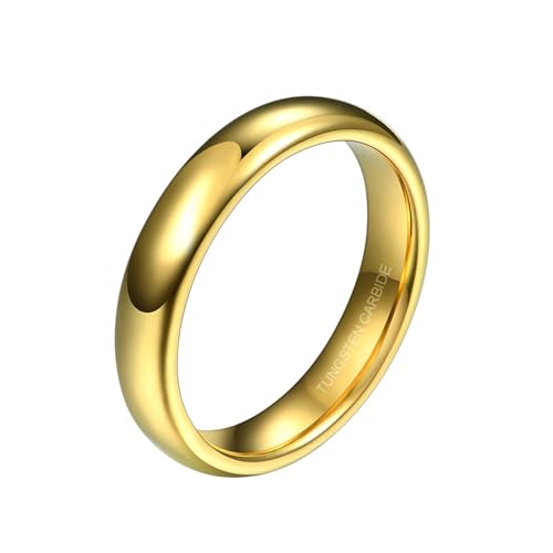 Promise Ring mit Gravur, Wolfram Ring Partnerringe Gold Größe 70 (22.3) Einfach Poliert 4mm Anpassbar für Frau Valentinstag von Wycian