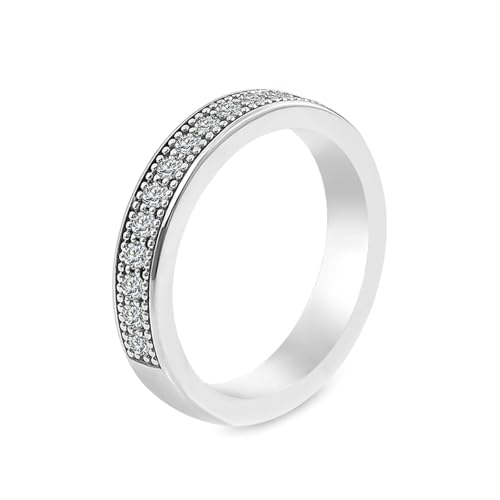 Promise Ring mit Gravur Wedding Ring White Gold 14 Karat Moissanit Größe 58 (18.5) Einfach für Tante Weihnachten Gravur von Wycian