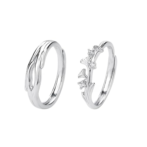 Ring Damen Ring Sterling Silver Minimalist 999 Sterling Silber Ginkgoblätter Beliebt für Paar Schwester Valentinstag Schmuck von Wycian