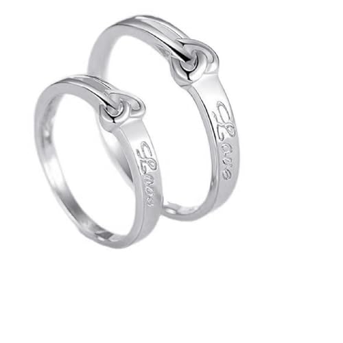 Ring Gravur Personalisiert Damen Silberringe Damen 925 Einfach Sterling Silber Herzknoten Verstellbar Mode für Paar Schwester Abschluss Schmuck von Wycian
