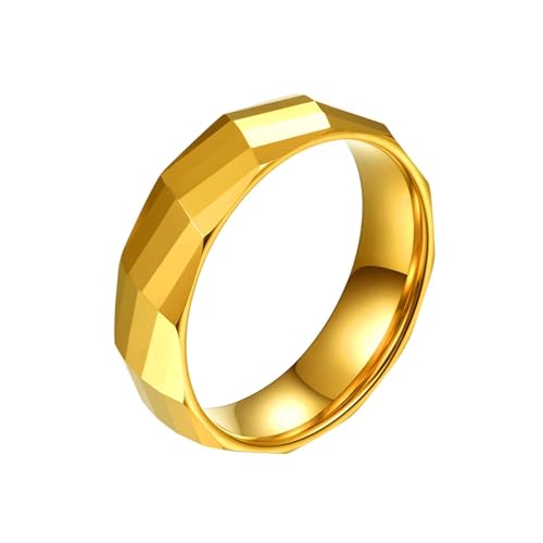 Ring Größe 70, Wolfram Ring Partnerringe Gold Rechteckig Poliert 6mm Personalisiert für Mutter Abschlussball von Wycian