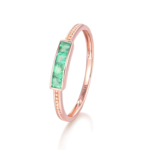 Ring Mit Gravur Personalisiert, Verlobungsring Rosegold 18K Größe 57 (18.1) Smaragd Quadratschliff Grün Npassbar Für Neujahr von Wycian
