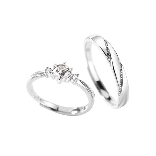 Ringe Damen mit Gravur Silberring 925 Damen Sterling Silber Zirkonia Möbiusband Verstellbar Beliebt für Paar Schwester Geburtstag Schmuck von Wycian