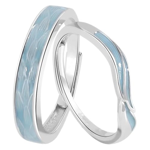 Ringe Damen mit Gravur Silberringe Damen 925 Sterling Silber Band Verstellbar Mode für Paar Schwester Weihnachten Schmuck von Wycian