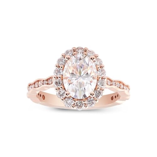 Ringe Frauen, Moissanite Ring Women'S 9 Karat Roségold 9K Größe 66 (21.0) 2 Moissanit 2Ct Ovalschliff Weiß Npassbar Für Abschlussball von Wycian