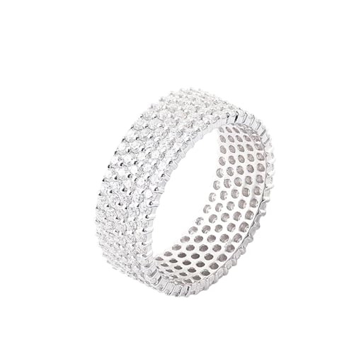Ringe Frauen Boho, Wedding Ring White Gold 9K Größe 57 (18.1) Moissanit Rundschliff Weiß Personalisiert Für Jahrestag von Wycian