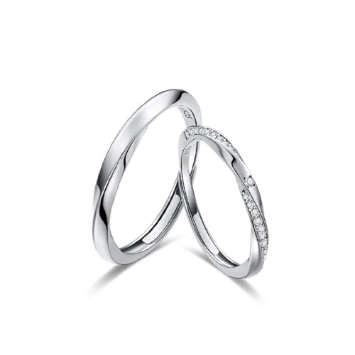 Ringe Mann Verlobungsring 925 Silber Sterling Silber Zirkonia Möbiusband Verstellbar Beliebt für Paar Damen Weihnachten Schmuck von Wycian
