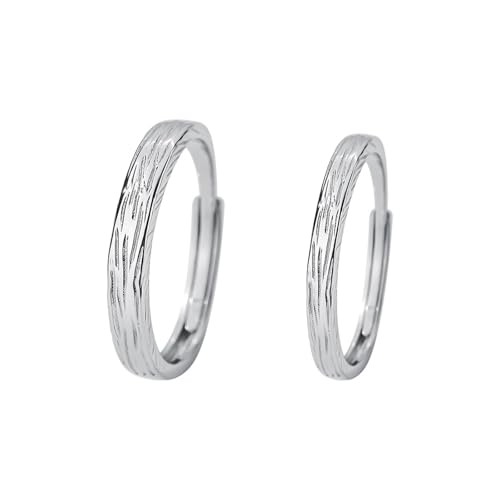 Ringe Schmuck Damen Ring Sterling Silver Minimalist 999 Sterling Silber Rindenmuster Verstellbar Mode für Paar Schwester Weihnachten von Wycian