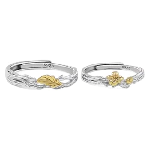 Ringe Schmuck Set Vintage Ring Silber 925 Sterling Silber Zweige Blume Verstellbar Mode für Paar Damen Schwester Engagement Ringe Schmuck Set Vintage Ring Silber 925 Sterling Silber Zweige Blume Verstellbar Mode für Paar Damen Schwester Engagement von Wycian
