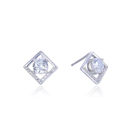 Schmuck Damen, Ohrstecker 925 Silber Zirkonia Quadrat 12X12mm für Vatertag Schmuck von Wycian
