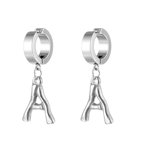 Schmuck Damen, Silber Ohrringe Vintage Edelstahl Buchstabe A für Engagement Schmuck von Wycian