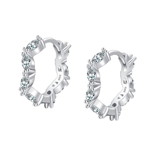 Schmuck Damen Ohrringe, Silber Ohrringe Creolen Klein S925 Sterling Zirkonia Pavé-Fassung In Marquise-Form, Zirkonia 3X16mm für Abschlussball von Wycian