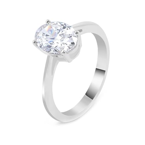 Verlobungsring Damen Mit Gravur, Wedding Rings White Gold 9K Größe 66 (21.0) 1 Moissanit 1Ct Ovalschliff Weiß Personalisiert Für Abschlussball von Wycian