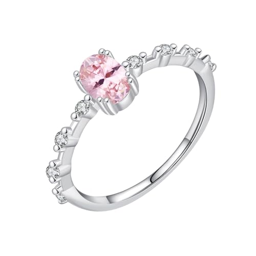 Verlobungsring Damen Nickelfrei Modeschmuck Ring Pink Weiß 14 Karat Au585 4X6mm Ovale Form Hergestellter Morganit Größe 54 (17.2) Vorsteckring von Wycian