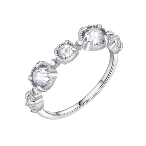 Verlobungsring Damen Zart Moissanite Ring Women'S Weiß 9K Au375 5X5mm Runde Form Moissanit Größe 53 (16.9) Vorsteckring für Tante Elegant Schmuck von Wycian