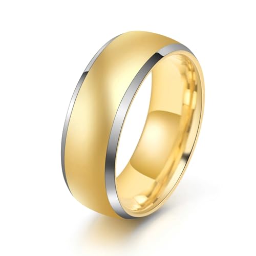 Verlobungsring Damen mit Gravur, Wolfram Ring Partnerringe Gold Größe 57 (18.1) 8mm Einfach Personalisiert für Mutter Abschlussball von Wycian