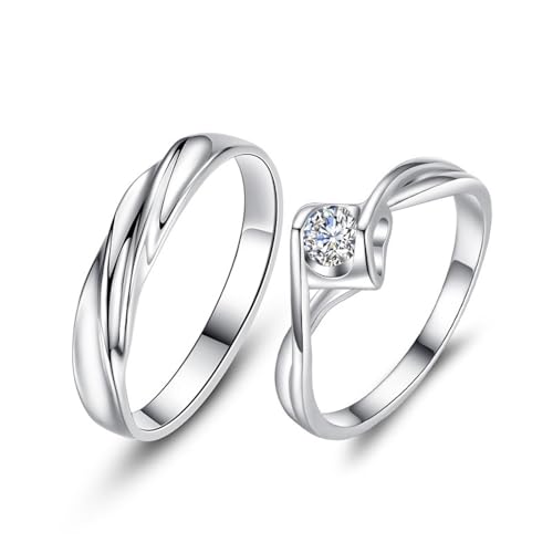 Verlobungsring Frau Silber Ringe 925 Frauen Sterling Silber Zirkonia Möbiusband Verstellbar Beliebt für Paar Damen Weihnachten Schmuck von Wycian