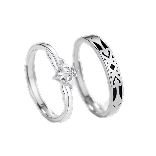 Verlobungsring Herren Schlicht Silber Ring 925 Sterling Silber Die Prinzessin und Der Ritter Verstellbar Mode für Paar Schwester Abschluss Schmuck von Wycian