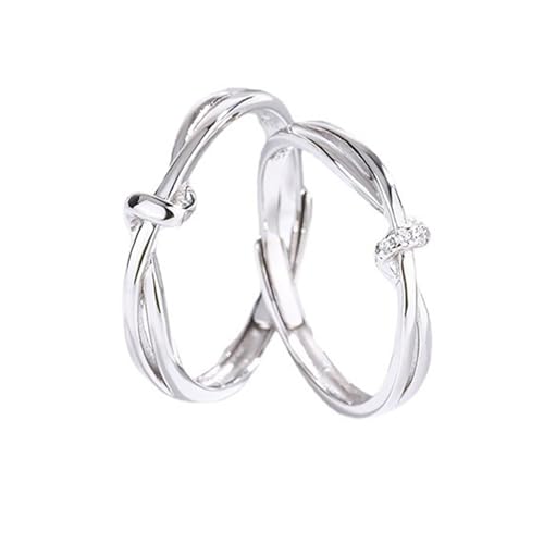 Verlobungsring Mann Ring Silber 925 Freundschaft Sterling Silber Zirkonia Möbiusband Verstellbar Mode für Paar Herren Schwester Weihnachten Schmuck von Wycian
