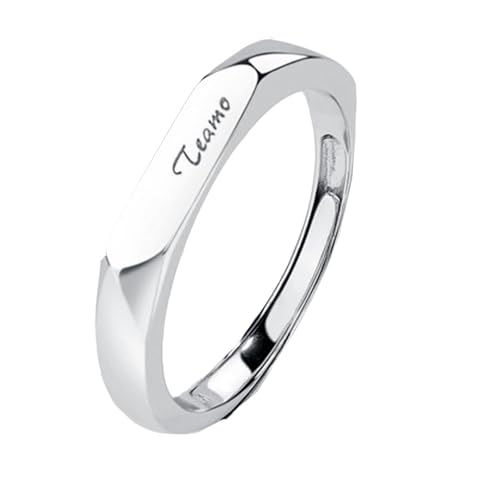Verlobungsring Mann und Frau Silberringe Damen 925 Breit Retro Sterling Silber Polieren Des Einfachen Stils Verstellbar Beliebt für Paar Herren Weihnachten Schmuck von Wycian