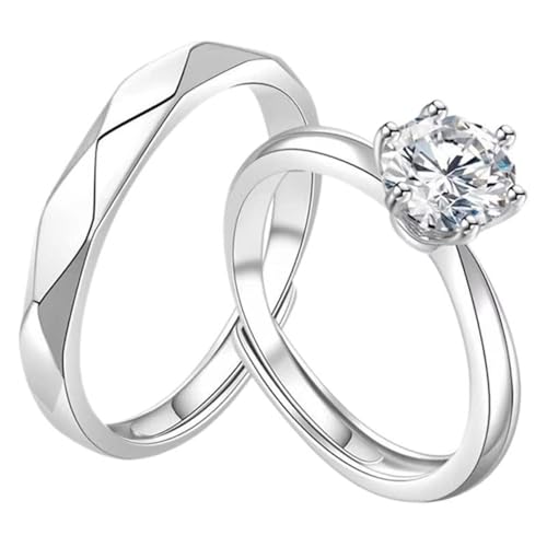 Verlobungsring Silber Ringe 925 Frauen Sterling Silber Zirkonia Rhombisch Verstellbar Aktualisierung 3.0 für Paar Damen Lesben Abschluss Schmuck von Wycian