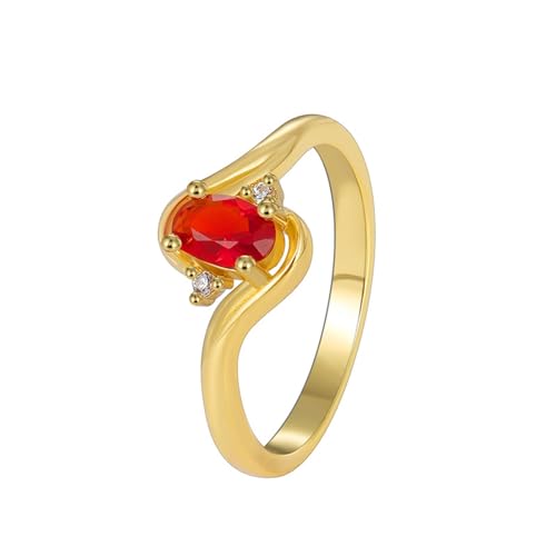 Verlobungsring Vintage Goldring Frauen 14K Gold Au585 Im Labor Hergestellter Rubin Roter Ovaler. Im Labor Hergestellter Rubin Größe 57 (18.1) Klassisch für Schwester Thanksgiving Personalisiert von Wycian