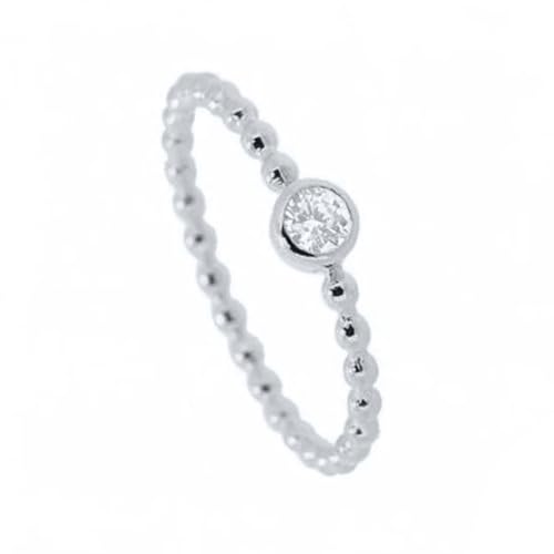 Verlobungsring Zart Moissanite Ring Damen Weiß 9K Au375 Runde Form Moissanit Größe 61 (19.4) Vorsteckring für Mutter Einfach Schmuck Geschenk von Wycian