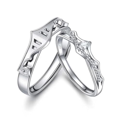 Verlobungsringe Herren Ring 925 Silber Schlicht Sterling Silber Krone Verstellbar Mode für Paar Gattin Muttertag Schmuck von Wycian
