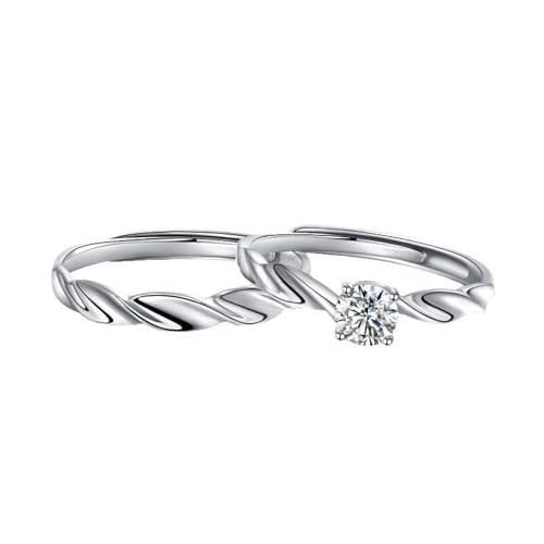 Verlobungsringe Verlobungsring Partner Ringe 925 Silber Sterling Silber Zirkonia Möbiusband Verstellbar Beliebt für Paar Damen Schwester Engagement Schmuck von Wycian