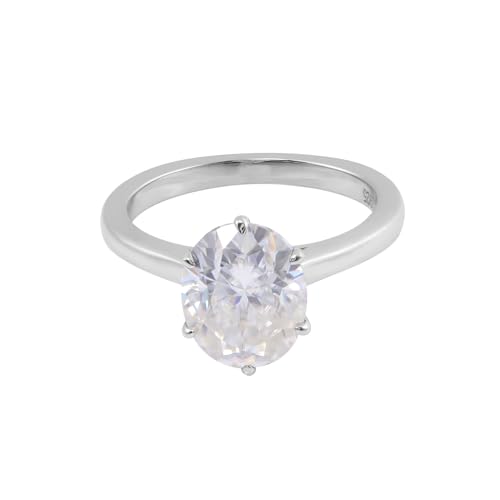 Wedding Ring, Moissanite Ring Damen 18K Weißgold 18K Größe 66 (21.0) 2 Moissanit 2Ct Ovalschliff Weiß Npassbar Für Geburtstag von Wycian