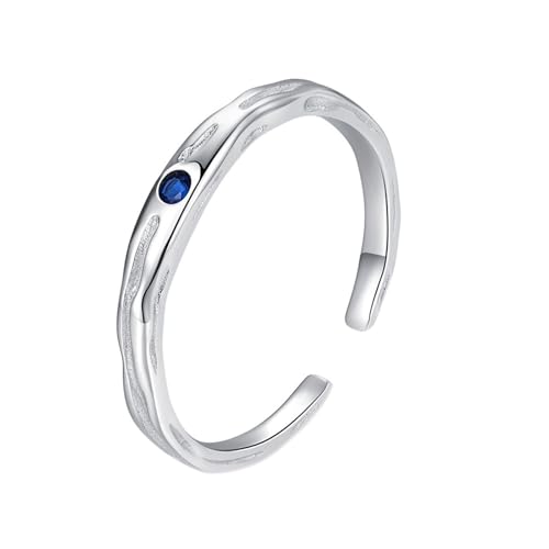 Wedding Ring Deko Ring Blau Damen 9K Au375 Runde Form Saphir Größe 47 (15.0) Vorsteckring für Mutter Einfach Schmuck Geschenk von Wycian
