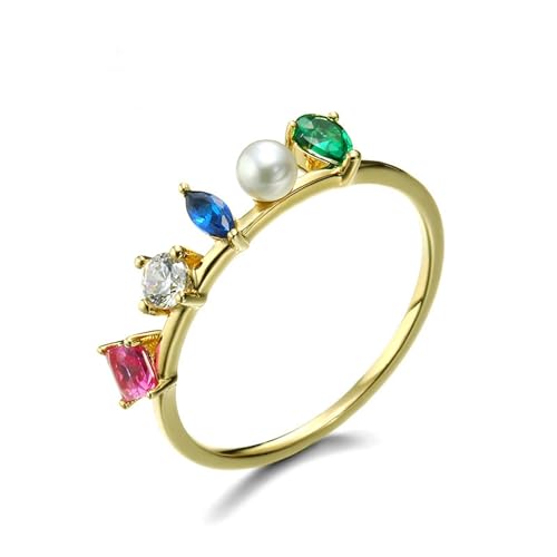 Wedding Rings 18K Gold, Ringe Gold Mann Perle Weiß Runde Form Größe 60 (19.1) für Damen Valentinstag von Wycian