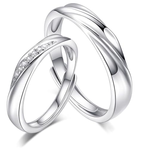 Wedding Rings Silber Ringe 925 Frauen Verlobung Sterling Silber Zirkonia Möbiusband Verstellbar Mode für Paar Damen Schwester Weihnachten Schmuck von Wycian