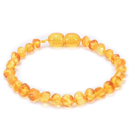 Wycian Armbänder für Herren Orange, Edelstein Armband Bernstein Perlen Kristall Elastische Glatte Natursteinperlen 15cm 1er Naturstein für Hochzeit von Wycian