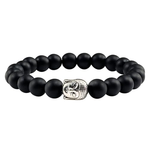 Wycian Armband Perlen 19 cm Armband Herren Kugeln Flex Schwarz Matte Stone 19cm Naturstein für Abschlussball 1er von Wycian
