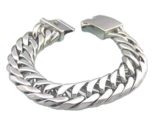 Wycian Armband für Männer Silber, Armband Herren 22cm Edelstahl Peitschenkette Breit 19mm Kettenarmband für Jubiläum Geburtstag von Wycian