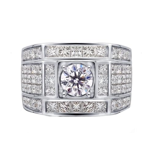 Wycian Bandring Platin, Silberne Ringe Damen Set 14K Weißgold Moissanit 0.5CT Weiß Runde Form Größe 50 (15.9) für Hochzeit von Wycian