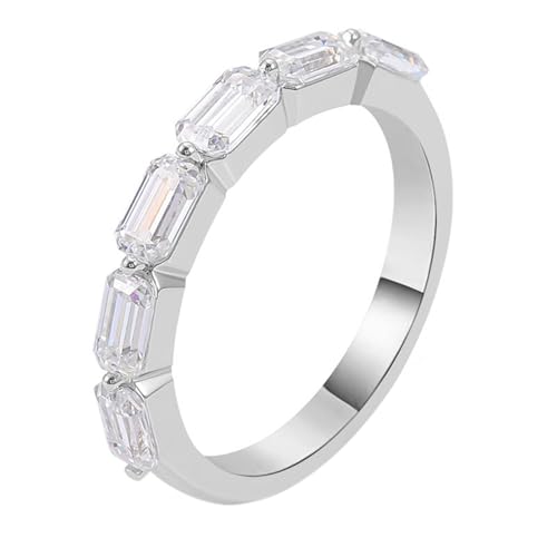 Wycian Bff Ring Ehe Ring Weißgold 14 Karat Moissanit mit Klarem Geometrischem Moissanit Größe 58 (18.5) Elegant für Mutter Weihnachten Personalisierbar von Wycian